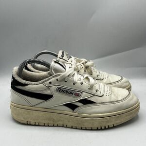 Reebok Club C 85 Double Chalk Black H04190 Womens Size 8.5 White Casual Sneakers